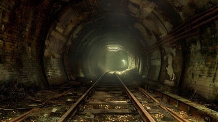 Fototapeta na wymiar Captivating Subterranean Passage: A Forgotten Relic of Industrial