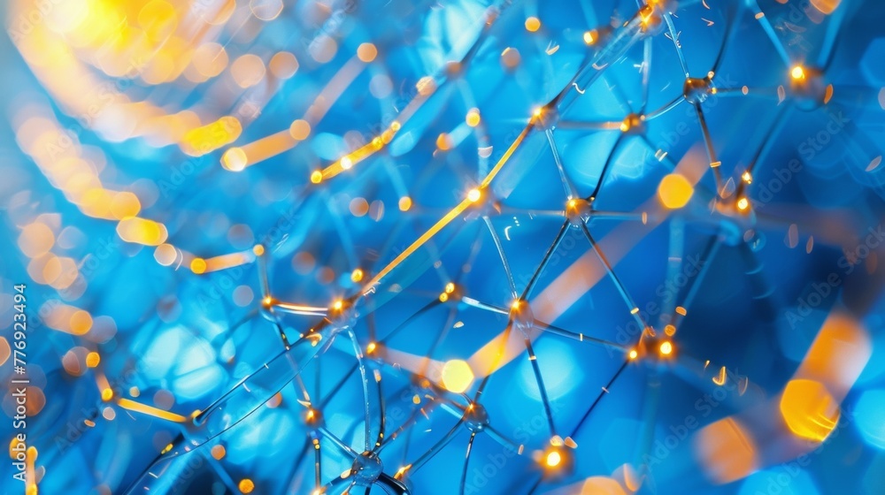Poster a closeup of a solar panel made with nanotechnology with intricate patterns and structures that are 
