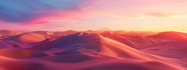 Awe-Inspiring Desert Landscape 3D Sunset Rendering for Visual Content