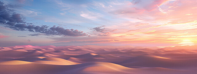 Spectacular Desert Panorama Sunset 3D Rendering for Creative Projects - obrazy, fototapety, plakaty
