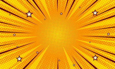 Comic yellow burst background with stars