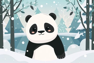 a panda in the snow