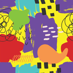 Flat abstract doodle pattern seamless colorful design