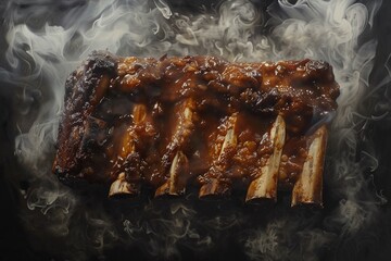 Sustainability, Steamed Spareribs with Black Beans, candy, Photogram, Nano , hyper realistic