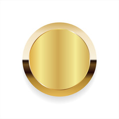 Realistic round shiny blank gold award badge vector illustration  - 776928611