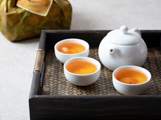 Traditional tea in porcelain cup