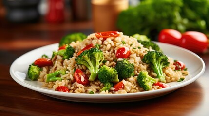 bell cooked brown rice - obrazy, fototapety, plakaty