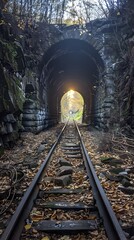 Fototapeta na wymiar Enchanting Passage through the Wilderness: An Abandoned Train Tunnel's Captivating Allure