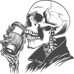 skeleton drinking coffee vector illustration design
