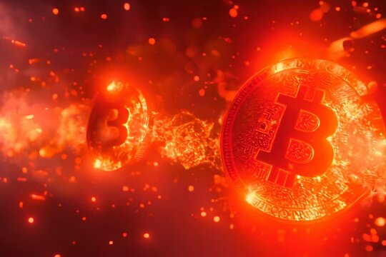 Incandescent Bitcoin Event: The Halving and Cryptocurrency Burn  the essence of Bitcoin halving and the symbolic 'burning' of cryptocurrency. 