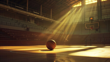 In the hush of an empty stadium, a basketball ball sits on the arena floor, its presence...