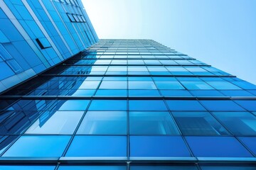 High-rise modern office building over blue sky