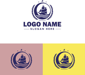 ship sea shipping cargo cruise ocean ship boat logo icon vector for business app silhouette logo template