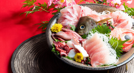 Fresh fish sashimi on plate - obrazy, fototapety, plakaty