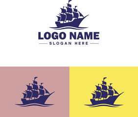 ship sea shipping cargo cruise ocean ship boat logo icon vector for business app silhouette logo template