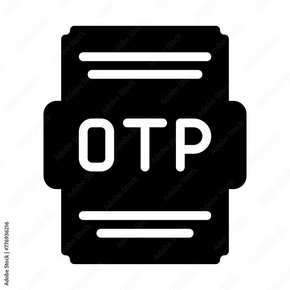 Poster otp file icon solid style. spreadsheet file type, extension, format icons. vector illustration