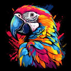 Macaw parrot art on a clean background. Bird. Animals. Illustration, Generative AI.