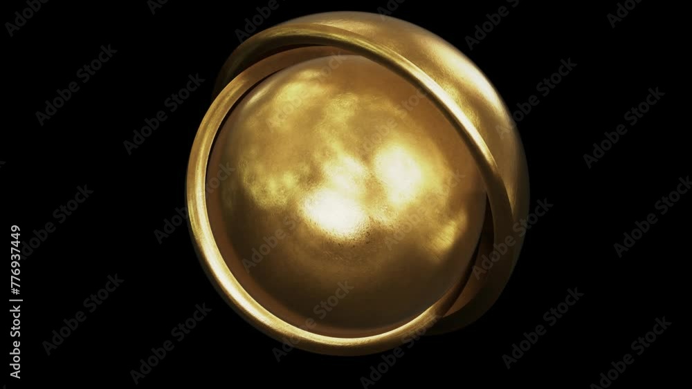 Aufkleber realistic looping 3d animation of the spinning textured brass sphere inside of two brass hemispheres