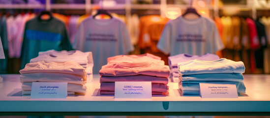 Folded Pastel T-Shirts Display Fashionable Stock Photography