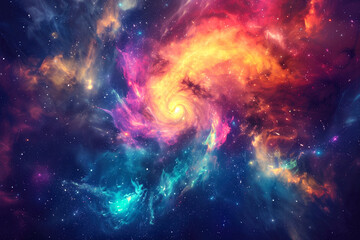 Cosmic swirls in vibrant galaxy - obrazy, fototapety, plakaty
