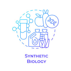Synthetic biology blue gradient concept icon. Genetic engineering. Food science. Organic chemistry. Round shape line illustration. Abstract idea. Graphic design. Easy to use in presentation