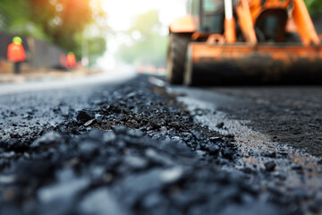 Naklejka premium Fresh asphalt on city street