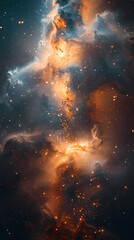 Space background for mobile phone; Universe with stars and cosmic dust, Sky full of beautiful cosmos  clouds; Wallpaper
