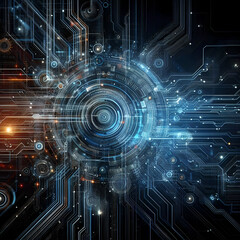 Obraz premium The Intricate Dance of Light and Circuits: A Glimpse into the Digital Cosmos