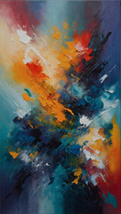 Abstract oil painting on canvas, a harmonious blend of colors and textures, inviting viewers into a world of imagination.