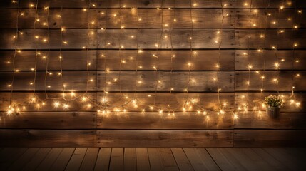 dazzling christmas lights wood background