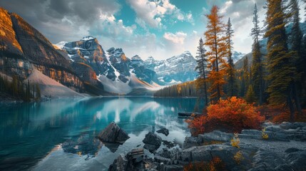 A captivating image of a stunning landscape, showcasing the beauty of nature in all its glory - obrazy, fototapety, plakaty
