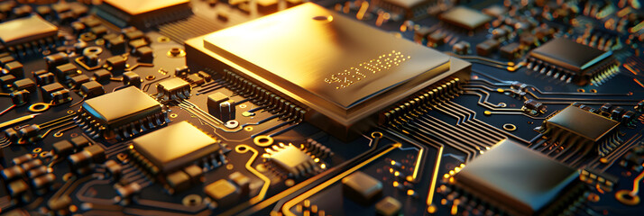 A close up of a computer motherboard with a processor on it. Future industrial chip cpu robotic high tech Super Computer Processor Robotic Manipulator End Effector Holding CPU Chip illustration. 