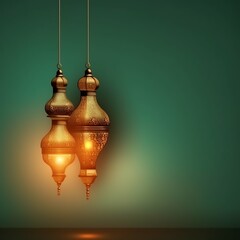 Obraz premium Eid mubarak and ramadan kareem greetings with islamic lantern and mosque. Eid al fitr background