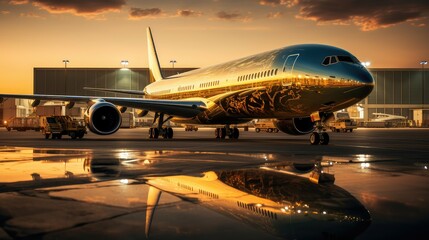 aviation golden airplane