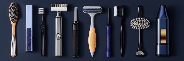 Different beard shaving tools, from classic shavers to modern electric shavers