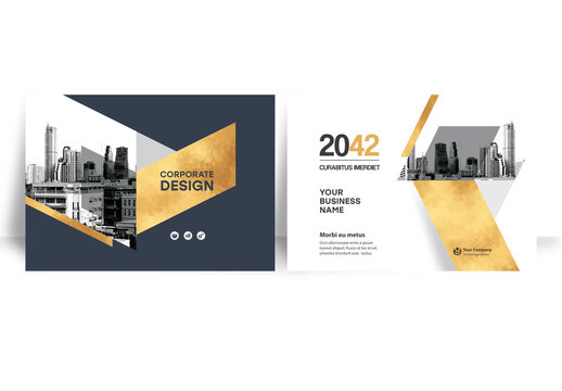 Gold and Black Geometric Book Cover Layout