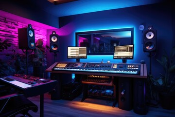 Recording studio, An extravagant and opulent recording studio of a famous pop star, AI generated - obrazy, fototapety, plakaty