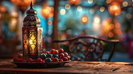 Dates and Arabian Lantern for Eid