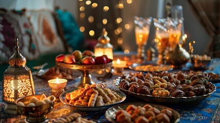 Festive Iftar Party Table for Ramadan Kareem. 2024 Concept