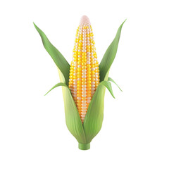 A corn cob with leaves on a Transparent Background