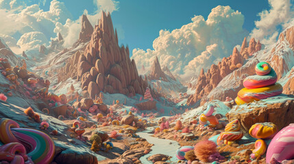 Quirky and unexpected mountains in a surreal and underground art style