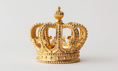 Fototapeta na wymiar Exquisite Gold Crown Featured Against White Background, Ideal for Product Photography