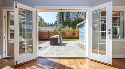 Elegant Double Glass Doors Lead to the Perfectly Crafted Back Deck