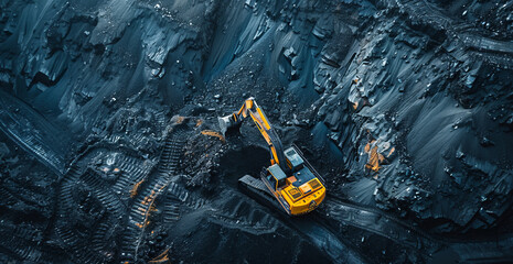 Coal Mining Chronicles: A Pictorial Insight into Excavator Operations in Open Mines - obrazy, fototapety, plakaty