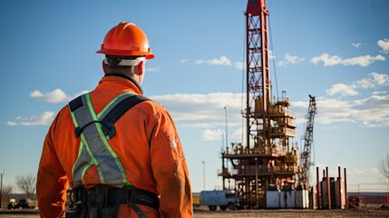safety oil drilling worker - obrazy, fototapety, plakaty