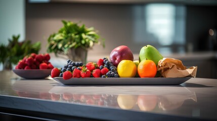 fruits blurred interior background