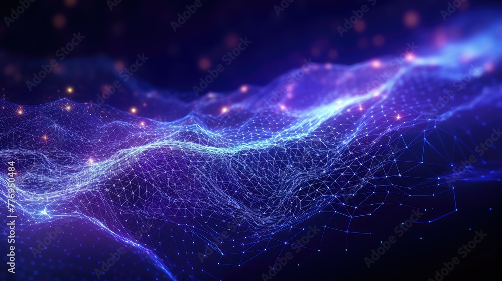 Poster network abstract technology particles mesh background