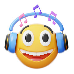 3D illustration of listening music. 3d emoji