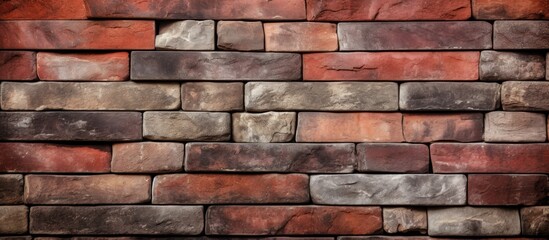 Detailed view of a brick wall with a mixture of red and brown hues, showcasing its texture and color variation