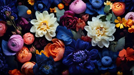 flowers dark navy blue background